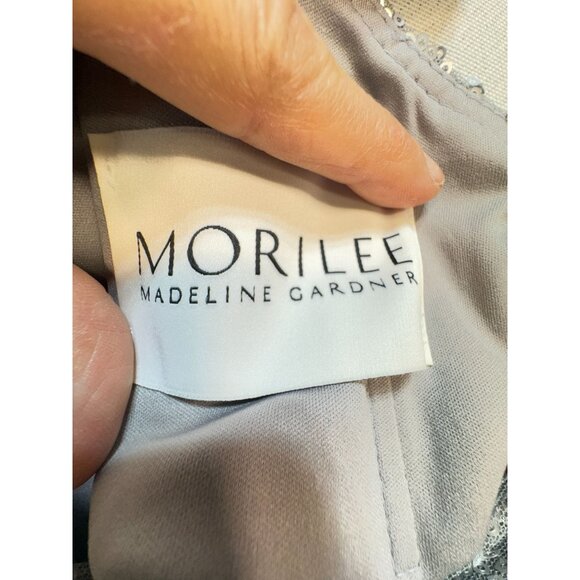 Morilee By Madeline Gardner Formal Evening Gown Size 8 Silver Wedding Bridesmaid - Picture 3 of 15